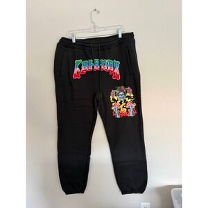 Reason Brand Mens Legends Chenille Patch Skull Mushroom Sweatpants Black XL NWT